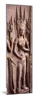 Carving of a Deity Wearing Elaborate Headdresses at Angkor Wat Temple, Angkor, Cambodia-null-Mounted Photographic Print