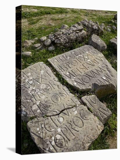 Carving on Stone at the Roman Archaeological Site-Simon Montgomery-Stretched Canvas