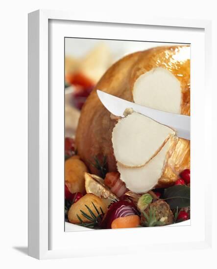 Carving White Meat of Roast Turkey-Steve Lupton-Framed Photographic Print