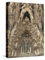 Carvings on Facade of Sagrada Familia Temple, UNESCO World Heritage Site, Barcelona, Spain-Rolf Richardson-Stretched Canvas