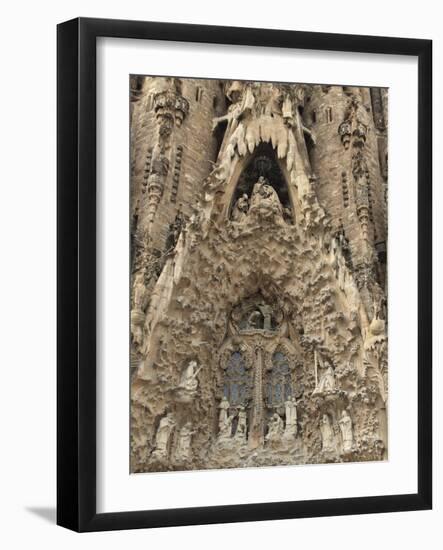 Carvings on Facade of Sagrada Familia Temple, UNESCO World Heritage Site, Barcelona, Spain-Rolf Richardson-Framed Photographic Print