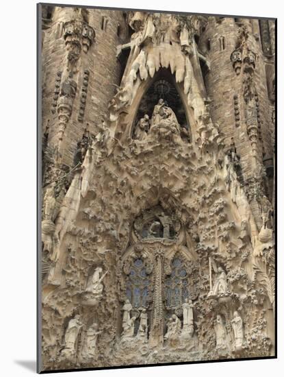 Carvings on Facade of Sagrada Familia Temple, UNESCO World Heritage Site, Barcelona, Spain-Rolf Richardson-Mounted Photographic Print