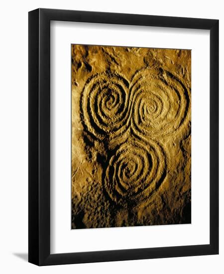 Carvings on Stone, New Grange (Newgrange) Site, County Meath, Leinster, Eire (Ireland)-Bruno Barbier-Framed Premium Photographic Print