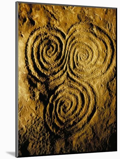 Carvings on Stone, New Grange (Newgrange) Site, County Meath, Leinster, Eire (Ireland)-Bruno Barbier-Mounted Premium Photographic Print