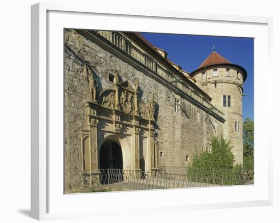 Carvings over the Entrance to Castle Hohentubingen at Tubingen in Baden Wurttemberg, Germany-Hans Peter Merten-Framed Photographic Print