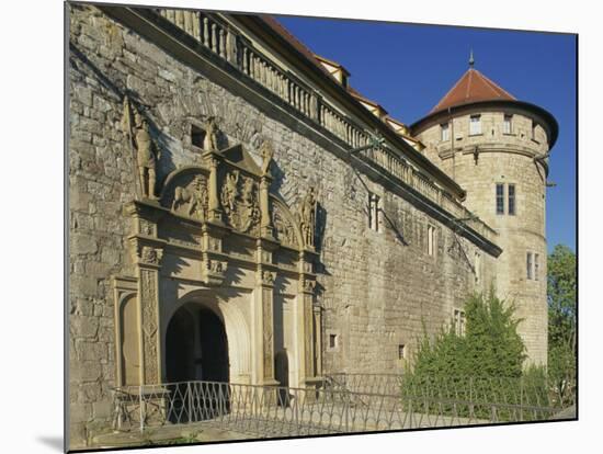 Carvings over the Entrance to Castle Hohentubingen at Tubingen in Baden Wurttemberg, Germany-Hans Peter Merten-Mounted Photographic Print