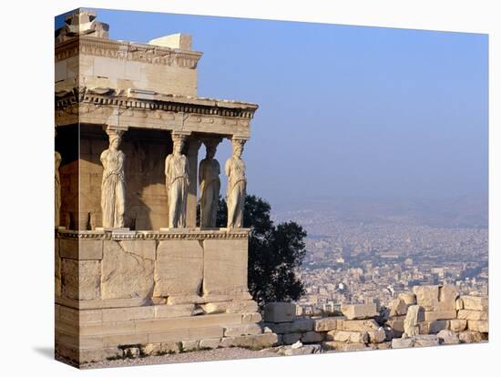 Carytids of Acropolis Overlooking Athens-Ron Watts-Stretched Canvas