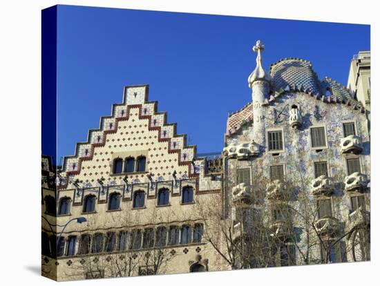 Casa Batllo by Gaudi and Casa Amatller by Cadafalch, in Barcelona, Cataluna, Spain-Nigel Francis-Stretched Canvas