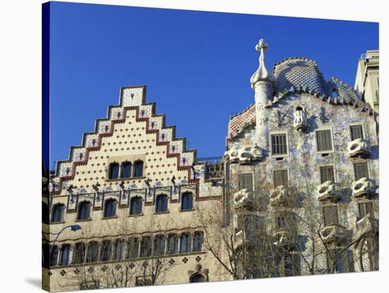 Casa Batllo by Gaudi and Casa Amatller by Cadafalch, in Barcelona, Cataluna, Spain-Nigel Francis-Stretched Canvas