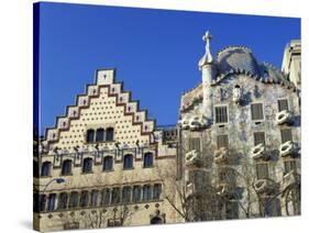 Casa Batllo by Gaudi and Casa Amatller by Cadafalch, in Barcelona, Cataluna, Spain-Nigel Francis-Stretched Canvas