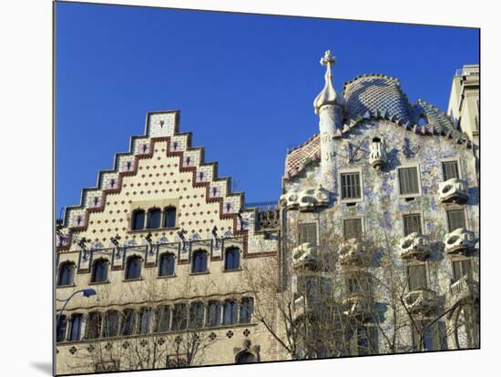 Casa Batllo by Gaudi and Casa Amatller by Cadafalch, in Barcelona, Cataluna, Spain-Nigel Francis-Mounted Photographic Print