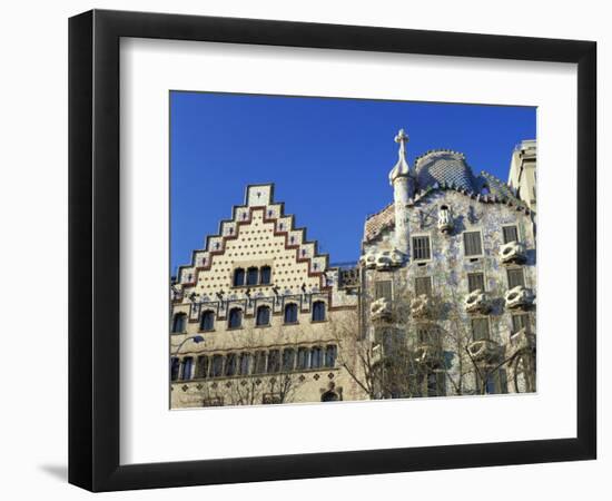 Casa Batllo by Gaudi and Casa Amatller by Cadafalch, in Barcelona, Cataluna, Spain-Nigel Francis-Framed Photographic Print