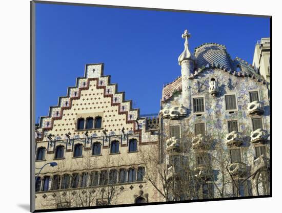 Casa Batllo by Gaudi and Casa Amatller by Cadafalch, in Barcelona, Cataluna, Spain-Nigel Francis-Mounted Photographic Print