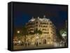 Casa Mila (La Pedrera), by Antoni Gaudi at Dusk, Passeig De Gracia, Barcelona, Catalonia, Spain, Eu-Sergio Pitamitz-Framed Stretched Canvas