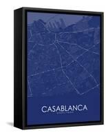 Casablanca, Morocco Blue Map-null-Framed Stretched Canvas