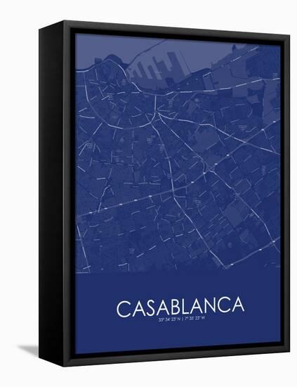 Casablanca, Morocco Blue Map-null-Framed Stretched Canvas