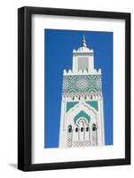 Casablanca, Morocco, Exterior Steeple Famous Hassan II Mosque-Bill Bachmann-Framed Photographic Print