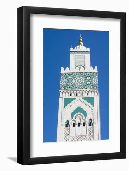 Casablanca, Morocco, Exterior Steeple Famous Hassan II Mosque-Bill Bachmann-Framed Photographic Print