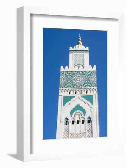 Casablanca, Morocco, Exterior Steeple Famous Hassan II Mosque-Bill Bachmann-Framed Photographic Print