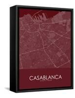 Casablanca, Morocco Red Map-null-Framed Stretched Canvas