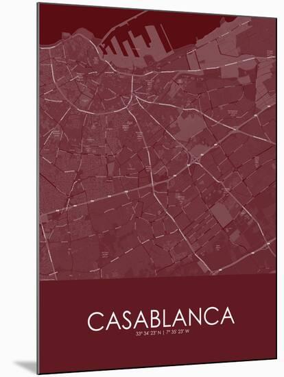 Casablanca, Morocco Red Map-null-Mounted Poster