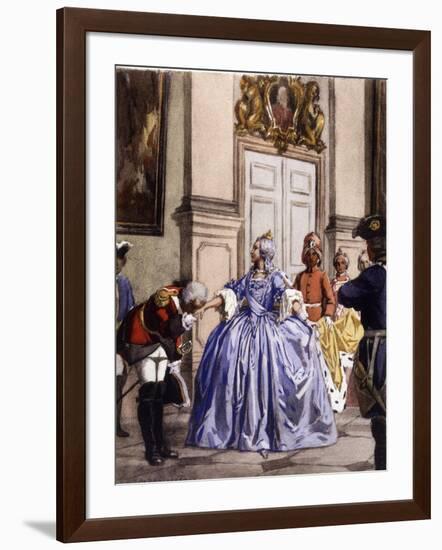 Casanova Kisses the Hand of a Russian Aristocrat-Auguste Leroux-Framed Art Print