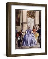 Casanova Kisses the Hand of a Russian Aristocrat-Auguste Leroux-Framed Art Print