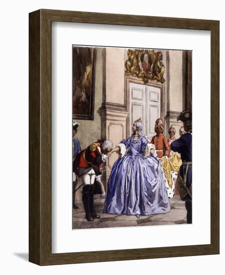 Casanova Kisses the Hand of a Russian Aristocrat-Auguste Leroux-Framed Art Print