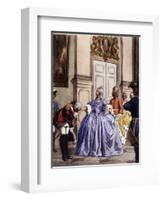 Casanova Kisses the Hand of a Russian Aristocrat-Auguste Leroux-Framed Art Print