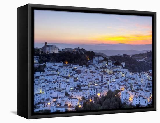 Casares at Sunset, Casares, Malaga Province, Andalusia, Spain-Doug Pearson-Framed Stretched Canvas