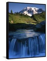 Cascade below Mt. Rainier, Mt. Rainier National Park, Washington, USA-Charles Gurche-Framed Stretched Canvas