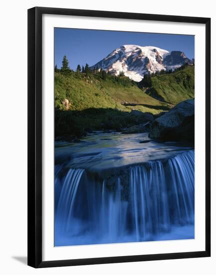 Cascade below Mt. Rainier, Mt. Rainier National Park, Washington, USA-Charles Gurche-Framed Premium Photographic Print