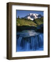 Cascade below Mt. Rainier, Mt. Rainier National Park, Washington, USA-Charles Gurche-Framed Photographic Print