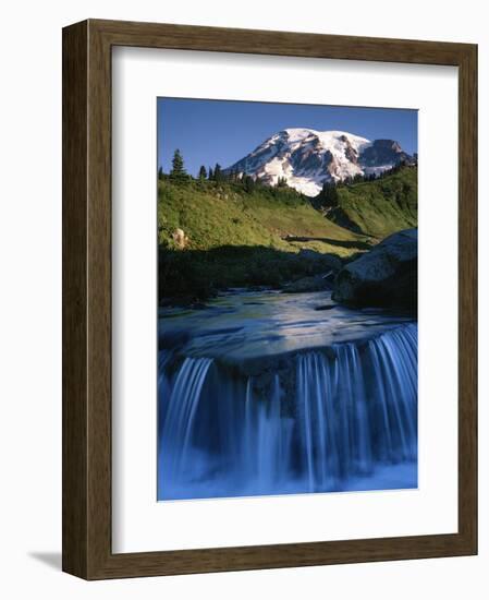 Cascade below Mt. Rainier, Mt. Rainier National Park, Washington, USA-Charles Gurche-Framed Photographic Print