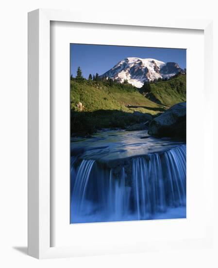 Cascade below Mt. Rainier, Mt. Rainier National Park, Washington, USA-Charles Gurche-Framed Photographic Print