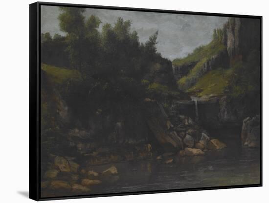 Cascade in a Rocky Landscape, C.1872-4-Gustave Courbet-Framed Stretched Canvas