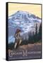 Cascade Mountains, Oregon - Hiking Scene-Lantern Press-Framed Stretched Canvas