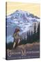 Cascade Mountains, Oregon - Hiking Scene-Lantern Press-Stretched Canvas