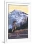 Cascade Mountains, Oregon - Hiking Scene-Lantern Press-Framed Art Print