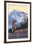 Cascade Mountains, Oregon - Hiking Scene-Lantern Press-Framed Art Print