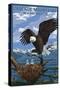 Cascade Mountains, Washington - Eagle Perched with Chicks-Lantern Press-Stretched Canvas