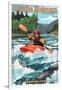 Cascade Mountains, Washington - Kayak Scene-Lantern Press-Framed Art Print