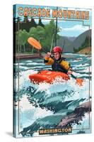 Cascade Mountains, Washington - Kayak Scene-Lantern Press-Stretched Canvas