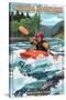 Cascade Mountains, Washington - Kayak Scene-Lantern Press-Stretched Canvas