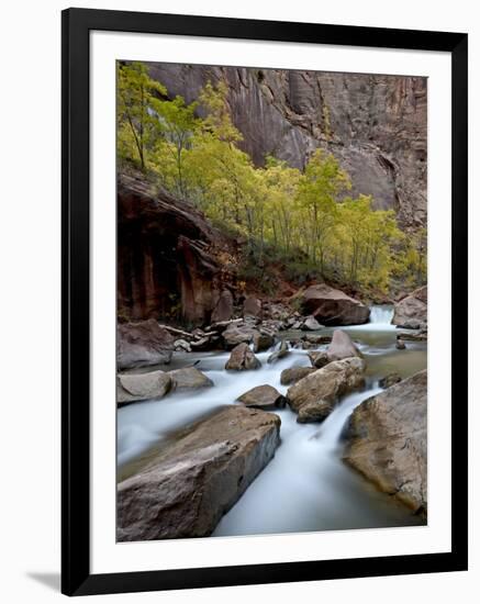 Cascades on the Virgin River in the Fall, Zion National Park, Utah, USA-null-Framed Photographic Print