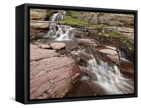 Cascades over Red Rock, Glacier National Park, Montana, United States of America, North America-James Hager-Framed Stretched Canvas