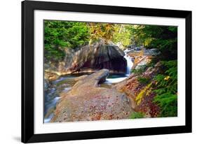 Cascading Creek of the Basin, Franconia Notch, NH-George Oze-Framed Photographic Print