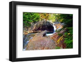 Cascading Creek of the Basin, Franconia Notch, NH-George Oze-Framed Photographic Print