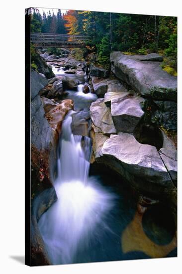 Cascading Falls on the Ammonoosuc River-George Oze-Stretched Canvas