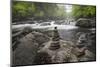 Cascading mountain stream and rock cairns, Great Smoky Mountains NP, Tennessee, North Carolina-Adam Jones-Mounted Photographic Print